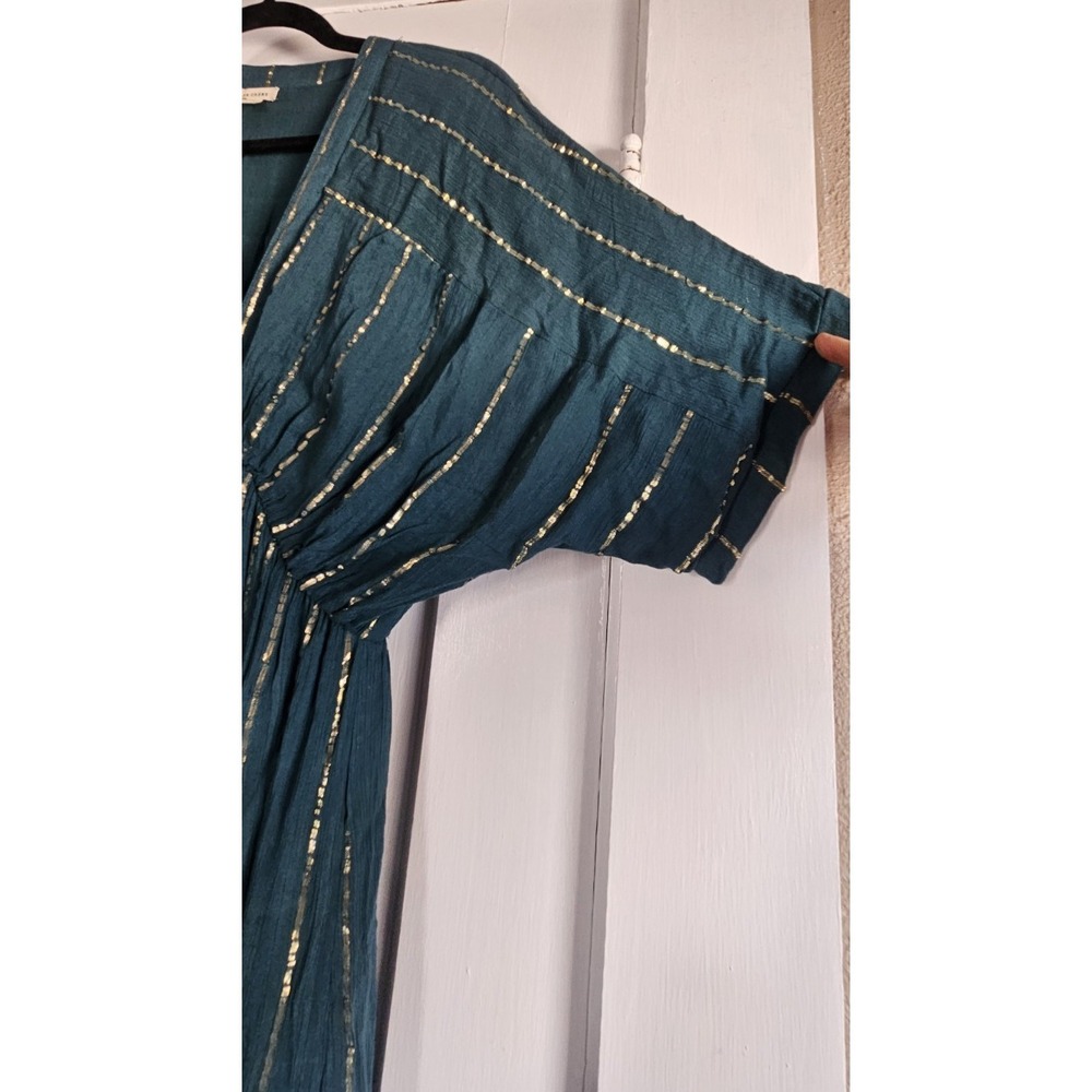 EN CREME Sabrina Lurex Kimono maxi dress metallic stripe woman's M - Picture 9 of 11